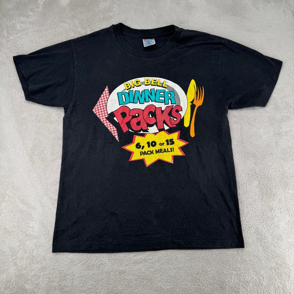 Vintage Hanes Mens Taco Bell Dinner Pack Shirt Large Black Preowned Hole Flaw